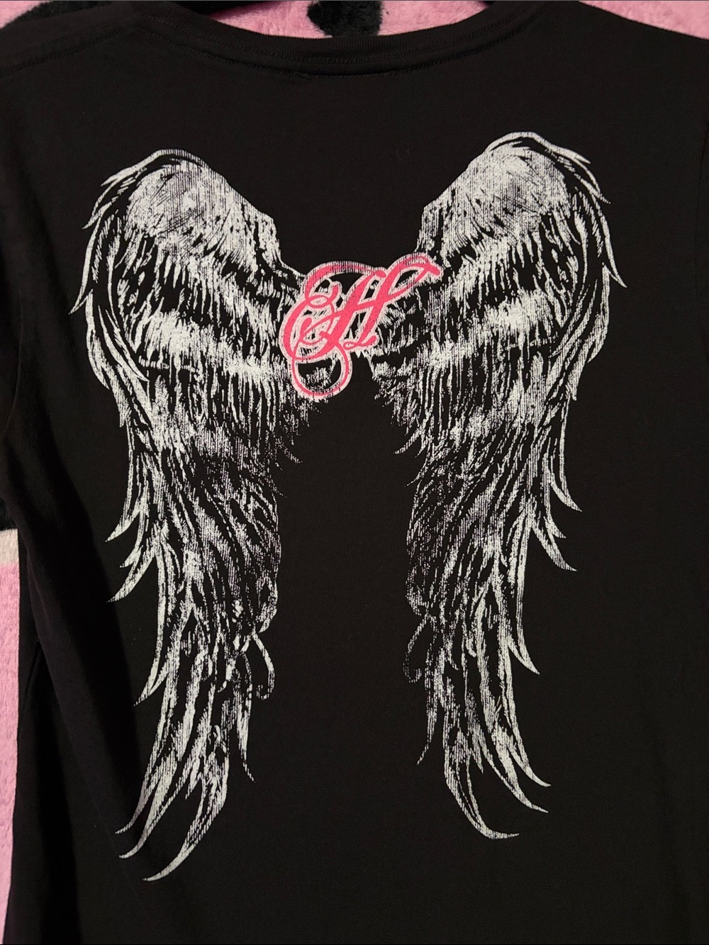 Hustler Hollywood Black Tee with back wings - Picture 4 of 5